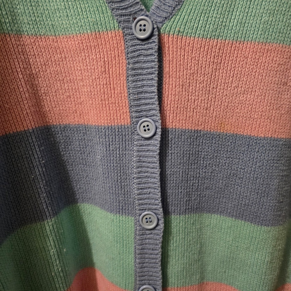Vintage 80s Fetagetti Cardigan Women M Pink Blue Striped Pastel Knit Sweater - Picture 7 of 7